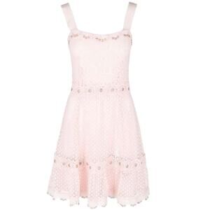 Maje Pale Pink Embellished Lace Mini Dress